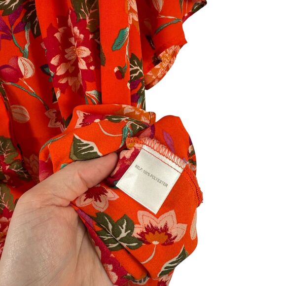 Rose + Olive Orange Floral Button Front Blouse Preppy Office Womens Plus Size 2x - Picture 4 of 6